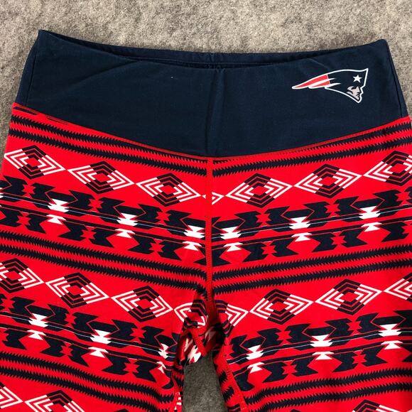 New England Patriots Womens Leggings Medium Red Blue Mid Rise Geometric Print - Picture 4 of 12